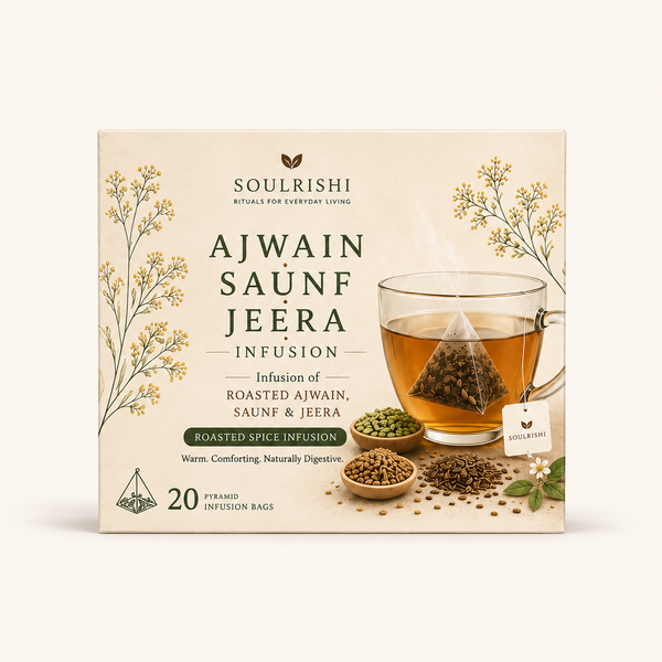 SoulRishi Ajwain Saunf Jeera Infusion (Wholesale Bulk Pack - 20 Pyramid Bags)