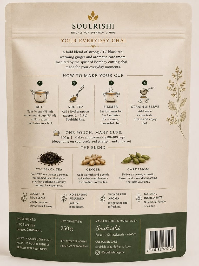 SoulRishi Rise Tea — Bombay Cutting Chai- 250g)